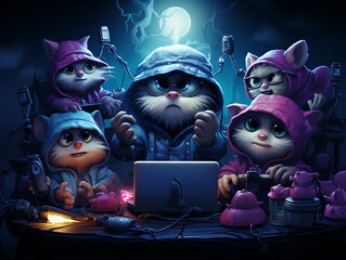 halloween cat in the dark