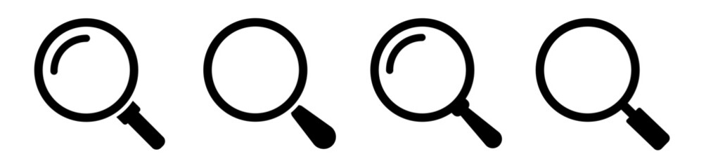 Magnifying glass. Loupe instrument set icon. Magnifying sign, glass, magnifier or loupe sign, search simbol. Magnifier or loupe sign flat style. Vector illustration.