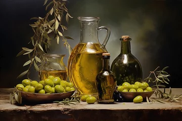 Zelfklevend Fotobehang Olives and olive oil. © Cala Serrano