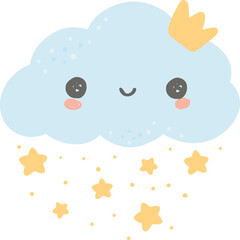 Cute cloud and star, kawaii nusery sky