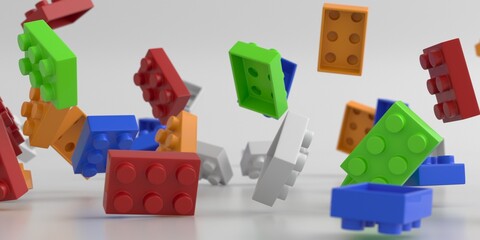 Cubes blocks of a multi-colored constructor. Early learning