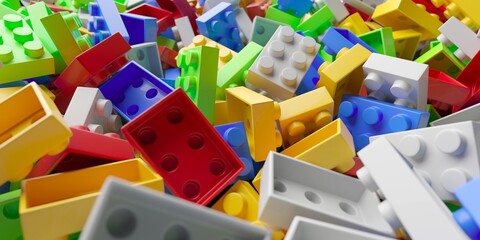 Cubes blocks of a multi-colored constructor. Early learning