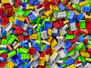 Multicolor plastic toy construction blocks
