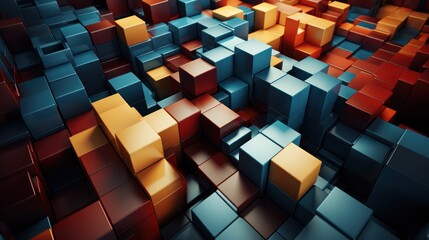 3D abstract array of floating cubes creating a mesmerizing background