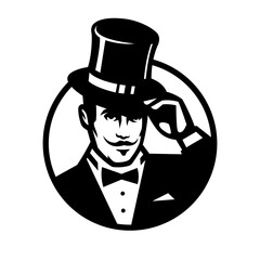 A man in a top hat. Vector illustration.
