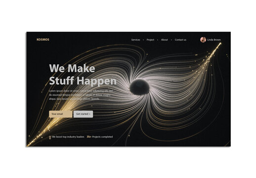 UI Desktop Layout Design with Futuristic Abstract Technology Background