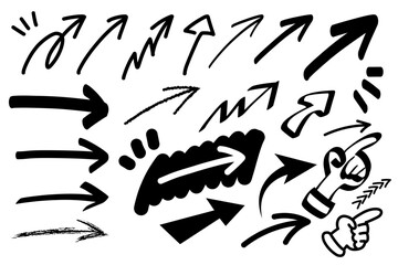 手書き矢印白黒