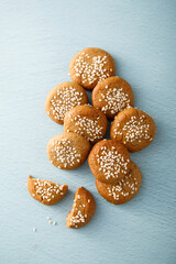Healthy rye cookies with sesame seeds