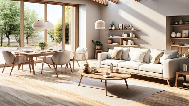 interior design insights: embracing the simplicity and warmth of the scandinavian style for a tranquil home space. Ai Generated