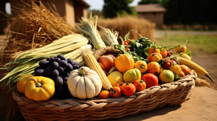 Obraz na płótnie Canvas Harvest in the farm. Shows good crop, abundance, and health of the farm.