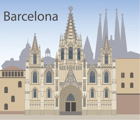 Fototapeta premium Barcelona Cathedral in Spain