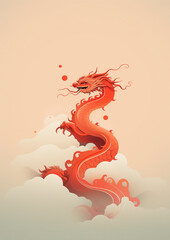 2024 dragon chinese new year. Minimalist and conceptual asian culture greeting. - obrazy, fototapety, plakaty