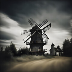 old windmill in the dark © Dreamlike