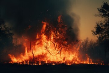 Fototapeta na wymiar Forest fire, natural disaster, climate change, global warming