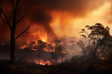 Forest fire, natural disaster, climate change, global warming