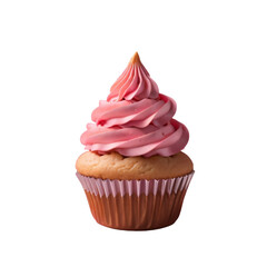 Pink cupcake, isolated, transparent background, no background. PNG.