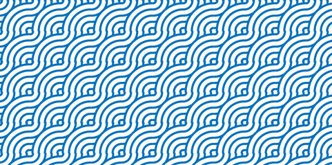 	
Seamless geometric ocean spiral pattern and abstract circle wave lines. blue seamless tile stripe geomatics overloping create retro square line backdrop pattern background. Overlapping Pattern.