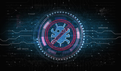 Antivirus cyber security virus detect symbol digital concept 3d illustration