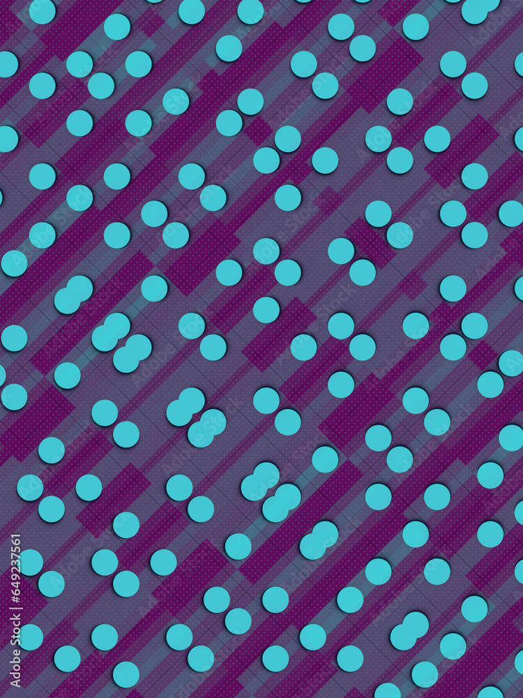 Poster an optical illusion is formed by an abstract blue-purple pattern. 3d rendering digital illustration