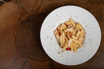 Delicious Italian pasta, Spaghetti, Fettuccine, Macaroni, Fusilli, Bow ties, Penne