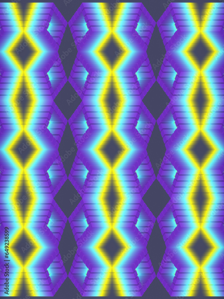 Fototapete abstract futuristic fashion background with a neon pattern of geometric shapes. 3d rendering digital