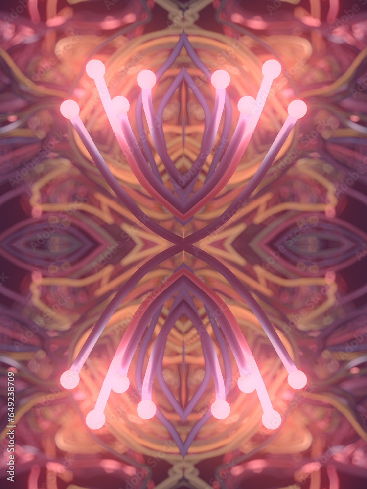 Poster An intricate weave of thin colored lines creating a fascinating colorful pattern. 3d rendering digital illustration