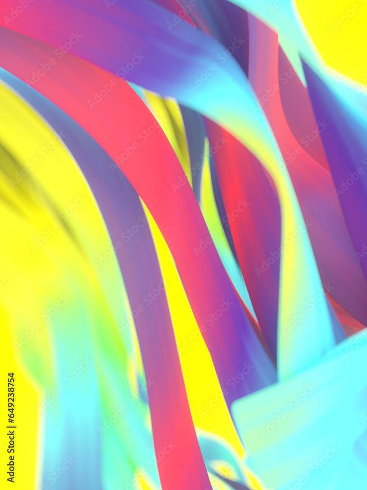 Leinwandbilder fluctuating strips of neon colored fabric in the wind. abstract 3d rendering background. digital ill