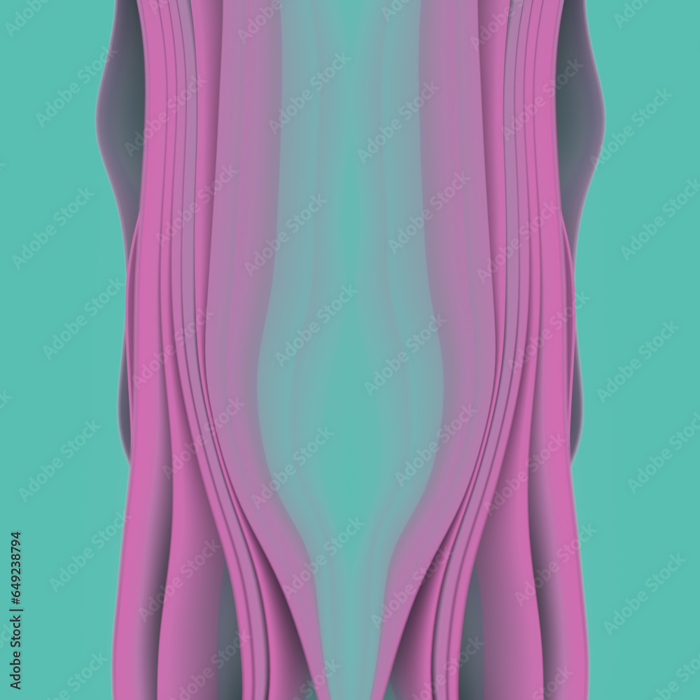 Aufkleber symmetrical wave background with trendy gradient fabric stripes in the wind. 3d rendering digital il