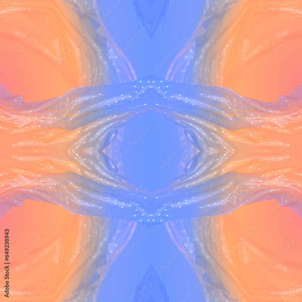Aufkleber Abstract digital illustration of trendy symmetrical pattern. Flowing stripes of transparent plastic. 3d rendering