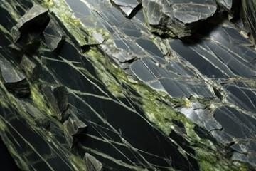 A captivating macro photo showcasing the lustrous and intricate patterns of serpentinite, a mesmerizing metamorphic rock with vibrant hues and a smooth texture.