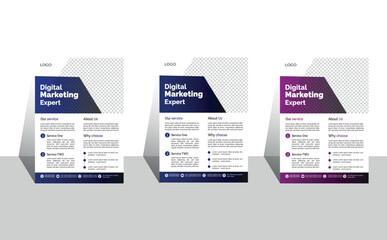 Obraz premium profassional simple creative colorful business flyer template design set with three color flyer