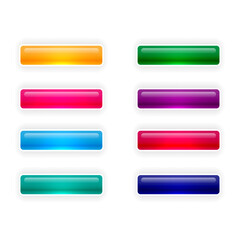 set of vector empty long buttons. collection of glossy multicolored buttons for design