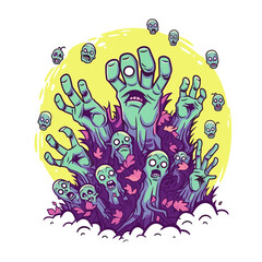 Zombie Hand Rising From The Ground , PNG For Tshirt