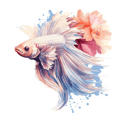 Fototapeta premium Beige Floral Fighter Fish Floral Fighter Fish , PNG, Illustration