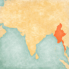 Map of South Asia - Myanmar
