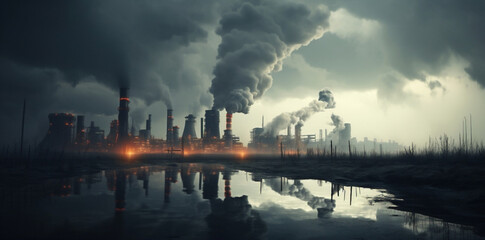 Energy production factory smoke pollution refinery industrial