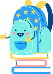 School Bag Character With Books