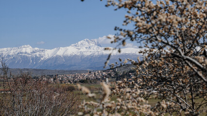 Spring view of the L'Aquila valley of the Abruzzo region overlooking