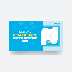 Medical youtube thumbnail healthcare banner clinic cover hospital thumbnail design template