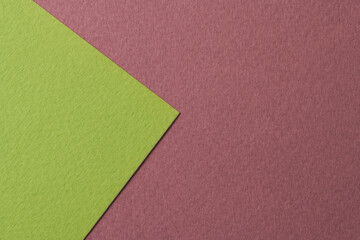 Rough kraft paper background, paper texture burgundy green colors. Mockup with copy space for text