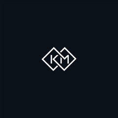 Fototapeta premium K M initial letters looping linked square monogram logo, EPS 10