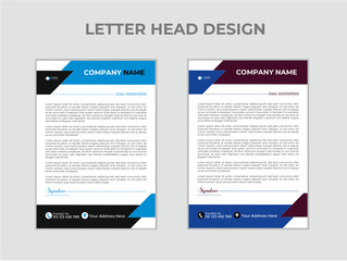 Clean and professional corporate company business letterhead template design with 2 color variation 