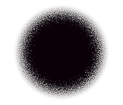 Halftone circle, duotone dot pattern on white background