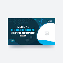 Medical healthcare youtube thumbnail hospital banner social media post clinic design template