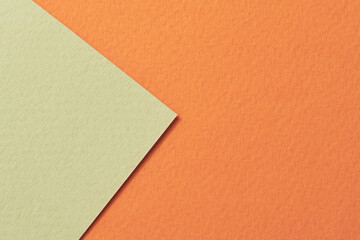 Rough kraft paper background, paper texture orange green colors. Mockup with copy space for text