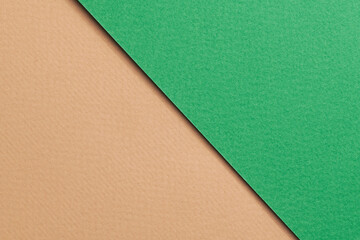 Rough kraft paper background, paper texture beige green colors. Mockup with copy space for text.