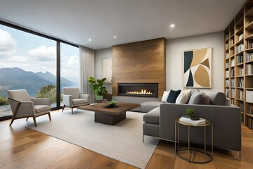 beautiful living room with hardwood floors generated Ai