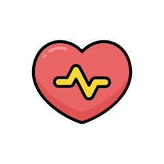 Heartbeat Cartoon Vector Icon Illustration. Healthcare and Medical Icon Concept Isolated Premium Vector. Flat Cartoon Style