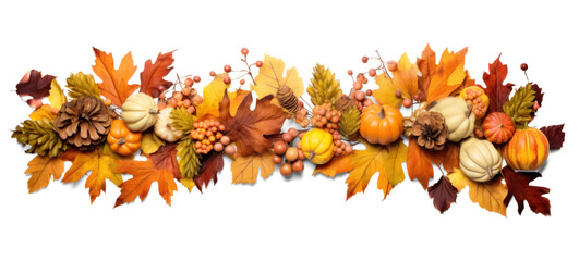 straight strip line frame with autumn harvest, png file of isolated cutout object with shadow on transparent background.