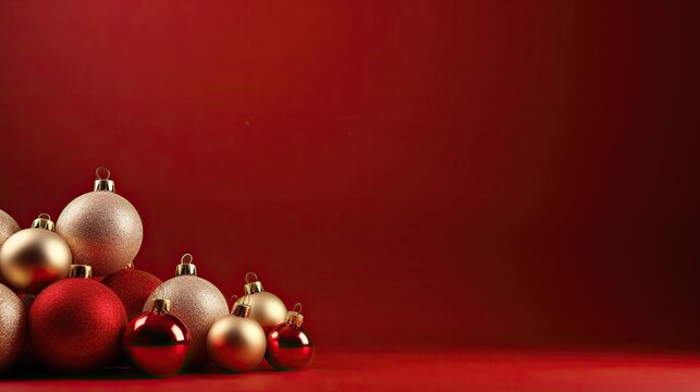 christmas ball and bulb light decoration in red background